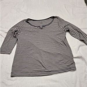 Eddie Bauer Cotton Striped Tee  3/4 Sleeve